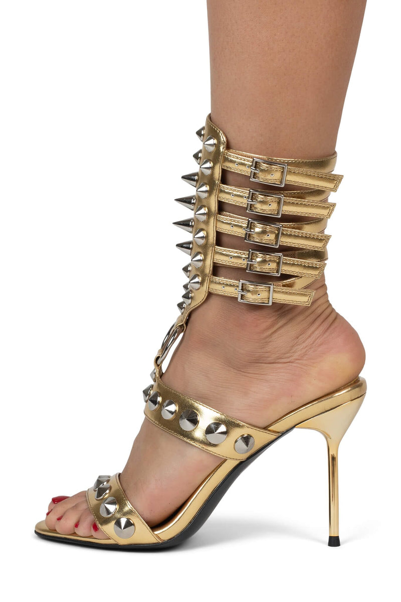 THREE-6-5 Heeled Sandal YYH Gold Silver 6 