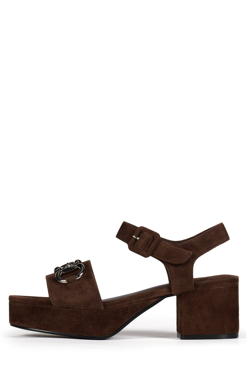 TIMELESS Platform Sandal DV Espresso Suede Silver 6 