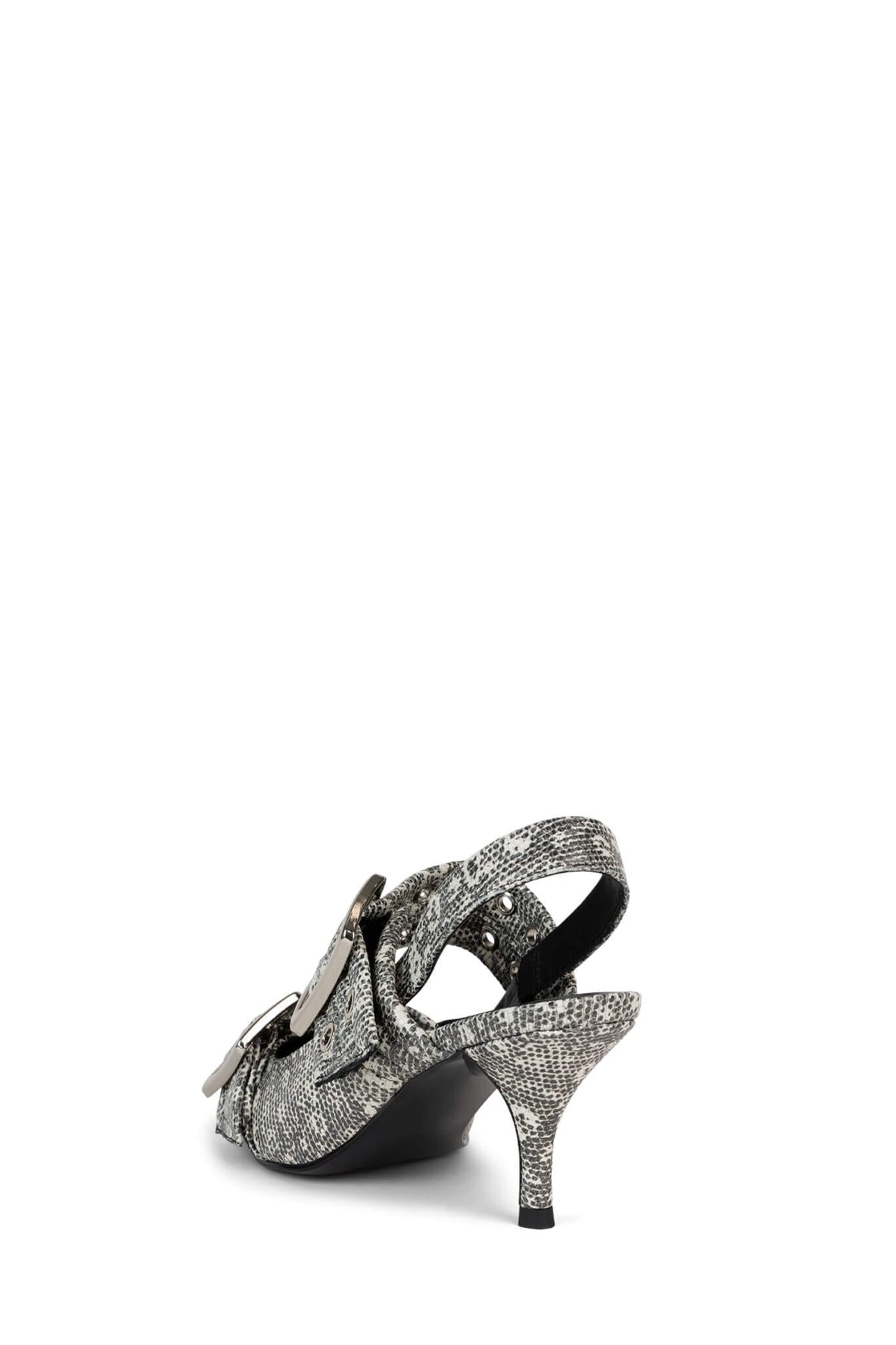 TIMELY Jeffrey Campbell Slingback Mary Janes Black White Lizard