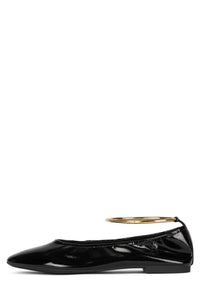 TIPPY-MB Jeffrey Campbell Ballerina Flat Black Crinkle Patent Gold