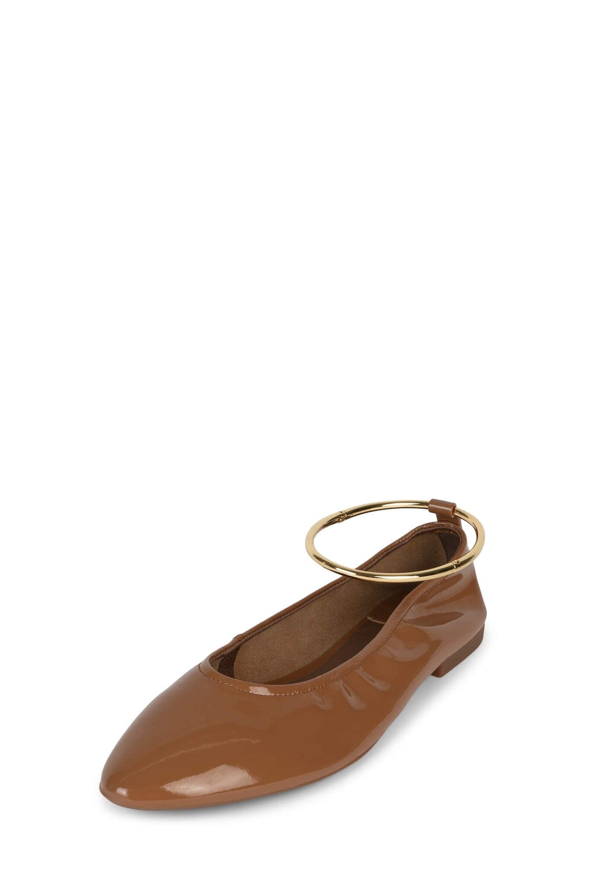 TIPPY-MB Jeffrey Campbell Ballerina Flat Natural Crinkle Patent Gold