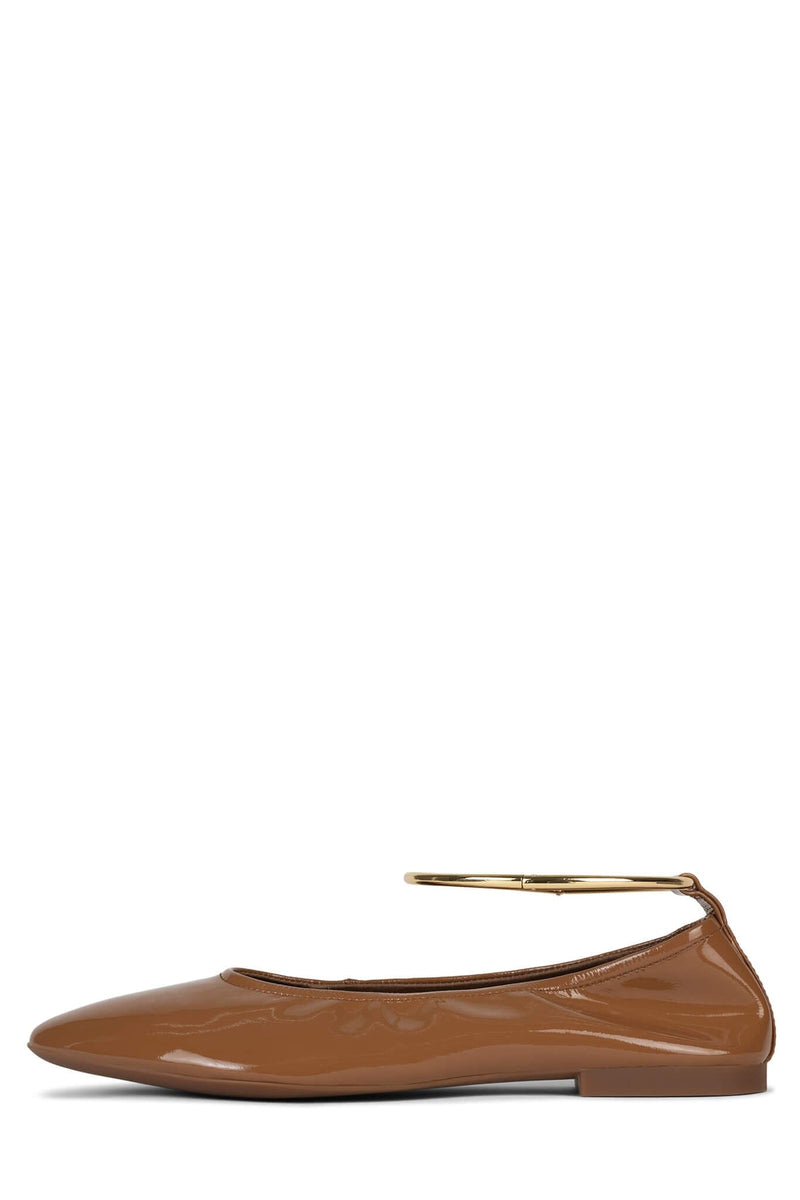 TIPPY-MB Jeffrey Campbell Ballerina Flat Natural Crinkle Patent Gold