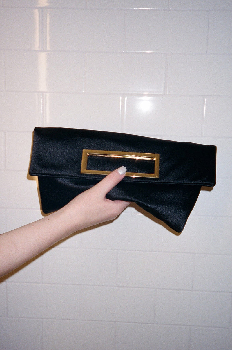 TO-GO Jeffrey Campbell Clutch Black Satin