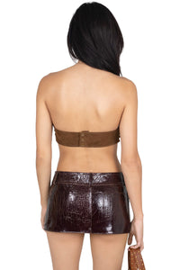 TOO-COOL Jeffrey Campbell Leather Mini Skirt Brown Crackle 2