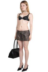 TOO-COOL Jeffrey Campbell Leather Mini Skirt Brown Distressed
_hover