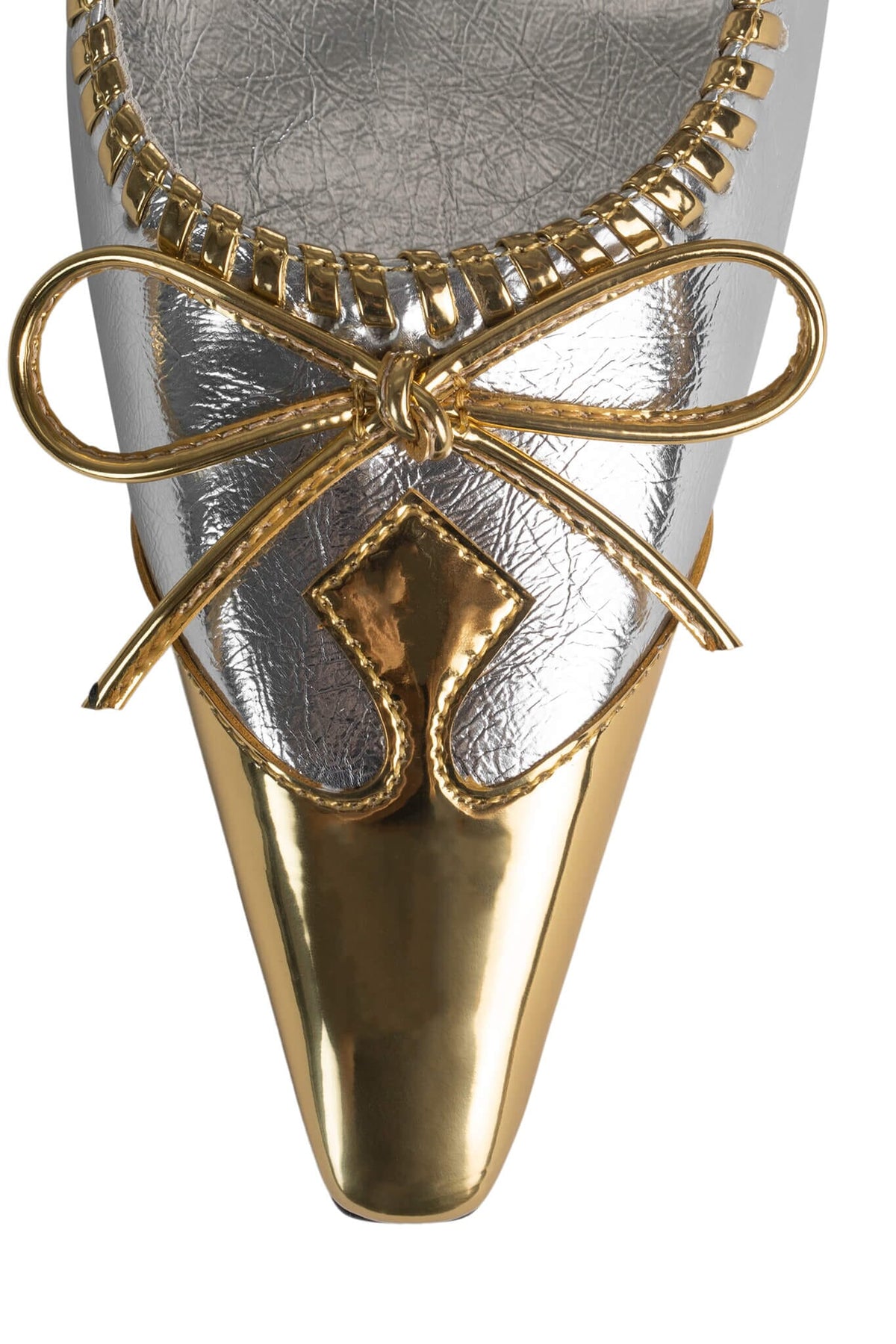 TORPEDOED Jeffrey Campbell Pointed-Toe Pump Gold Silver