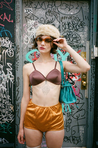 TRICKERY Jeffrey Campbell Shorts Yellow Satin _hover