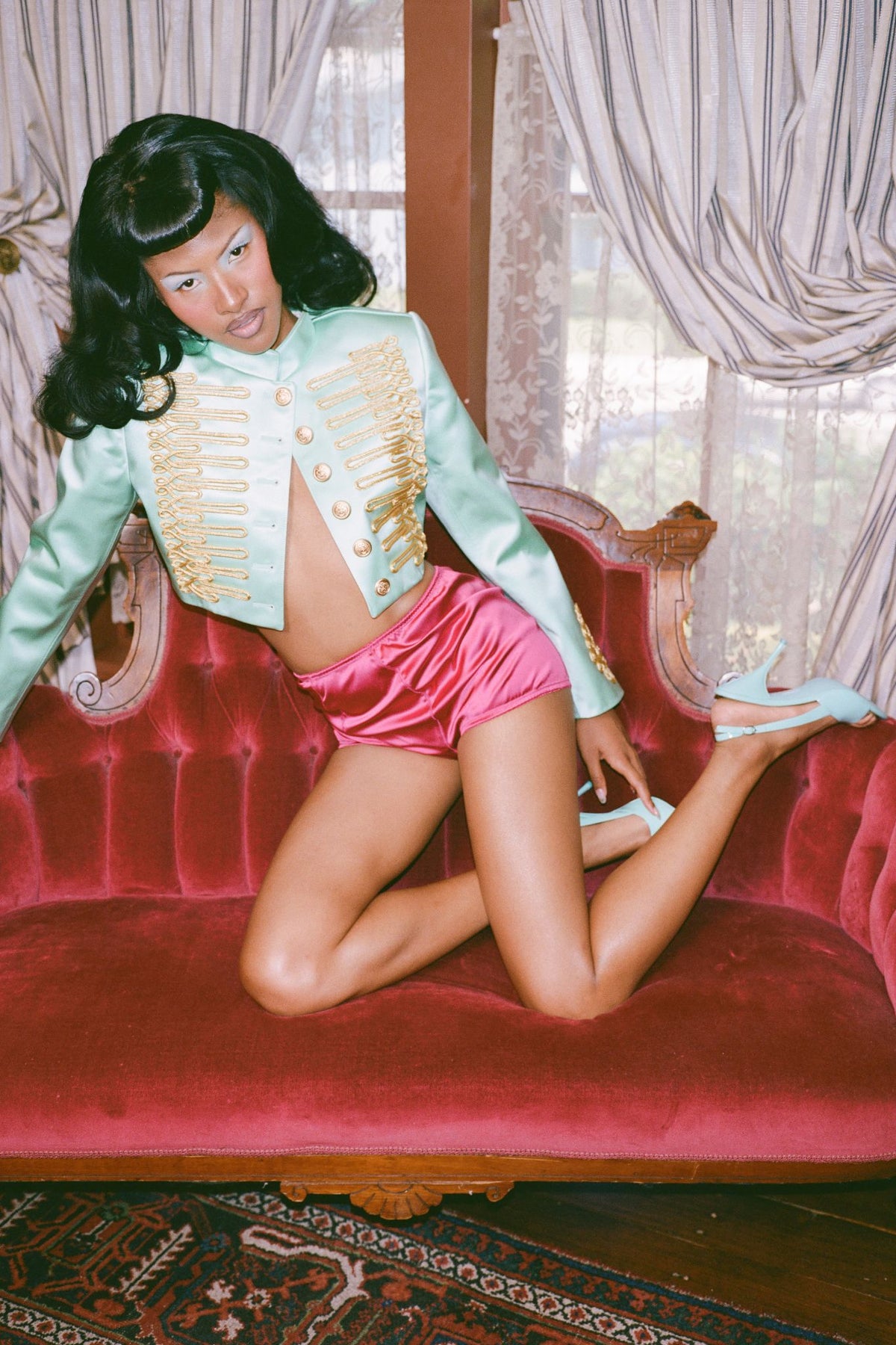 TRICKERY Jeffrey Campbell Shorts Fuchsia Satin _hover