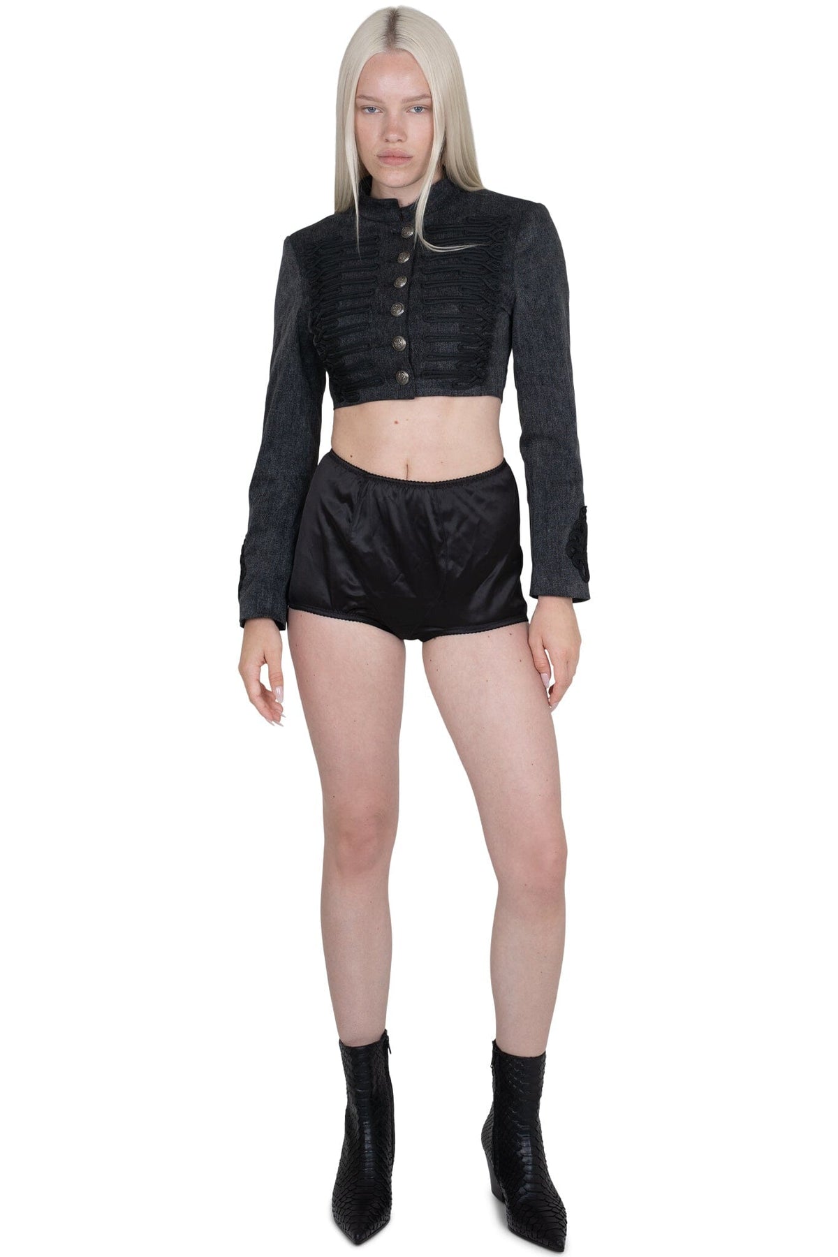 TRICKERY Jeffrey Campbell Shorts Black Satin 