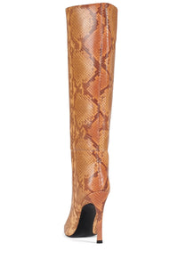 TRILLA Jeffrey Campbell Knee-High Boots Orange Python