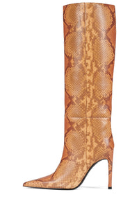 TRILLA Jeffrey Campbell Knee-High Boots Orange Python