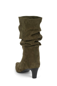 TRIXXIE Jeffrey Campbell Knee-High Boot Olive Suede