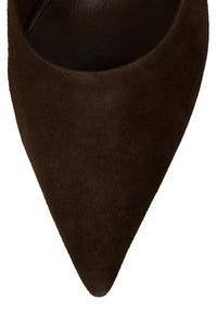 UNAMUSED Jeffrey Campbell Heeled Mule Brown Suede