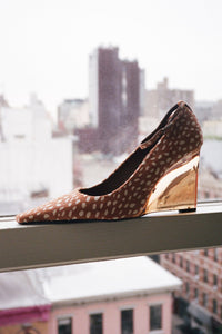 VITRIFY-F Jeffrey Campbell Wedge Pump Tan White Spot