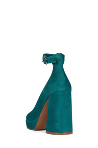 VIVENT Jeffrey Campbell Chunky Block Heels Turquoise Suede