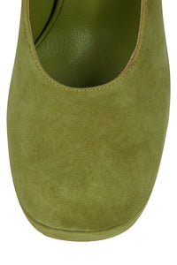 VIVENT Jeffrey Campbell Chunky Block Heels Chartreuse Suede