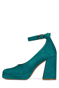 VIVENT Jeffrey Campbell Chunky Block Heels Turquoise Suede