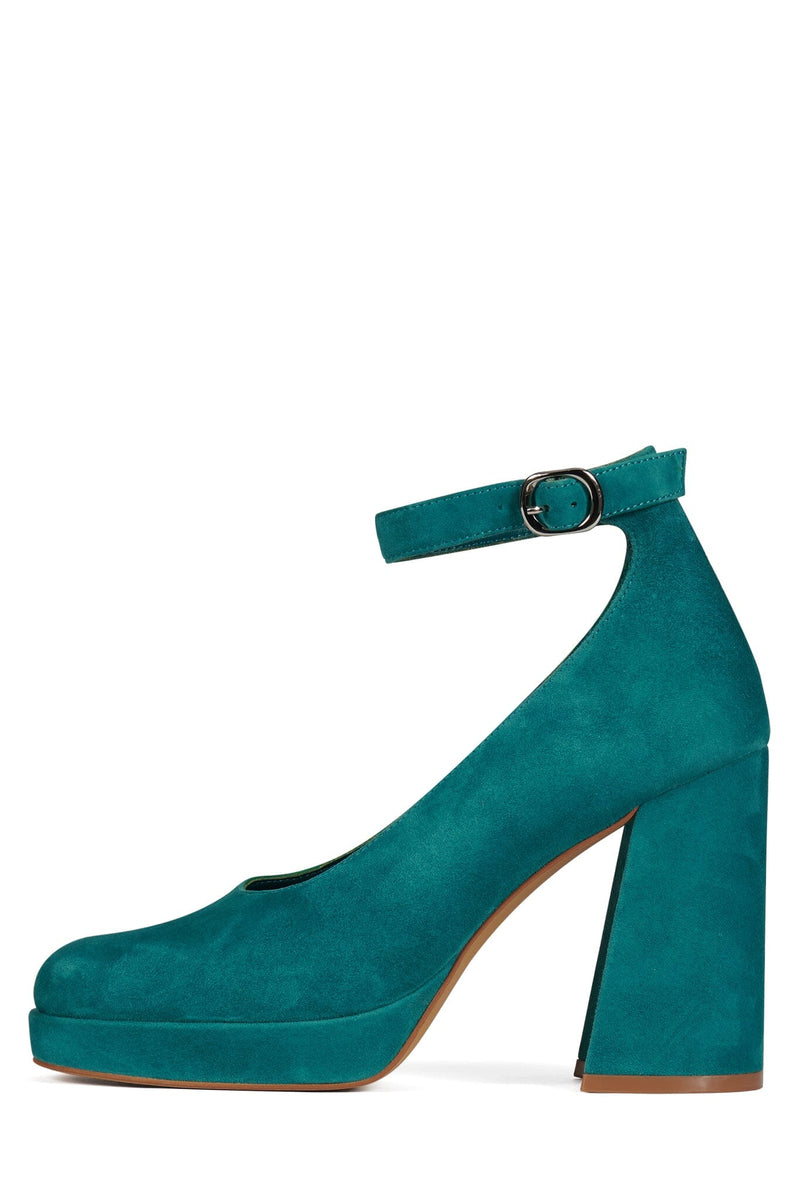 VIVENT Jeffrey Campbell Chunky Block Heels Turquoise Suede