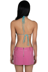 VYPER Jeffrey Campbell Mini Skirt Pink Crinkle Patent