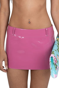 VYPER Jeffrey Campbell Mini Skirt Pink Crinkle Patent