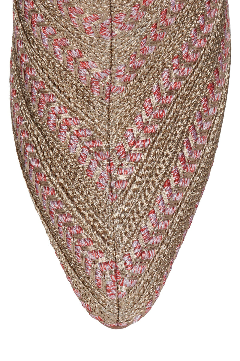 WEAVER Jeffrey Campbell Heeled Boot Rose Gold Brocade