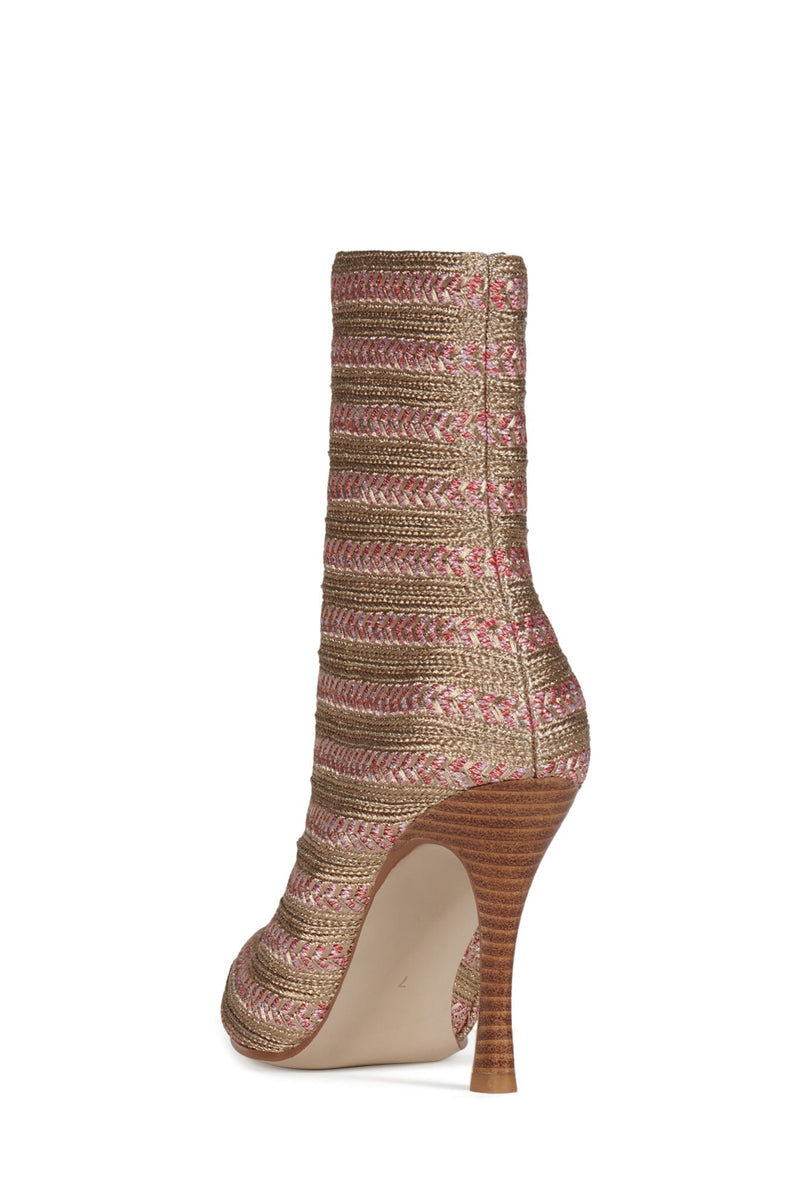 WEAVER Jeffrey Campbell Heeled Boot Rose Gold Brocade