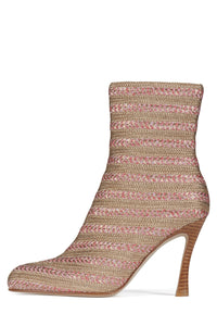 WEAVER Jeffrey Campbell Heeled Boot Rose Gold Brocade