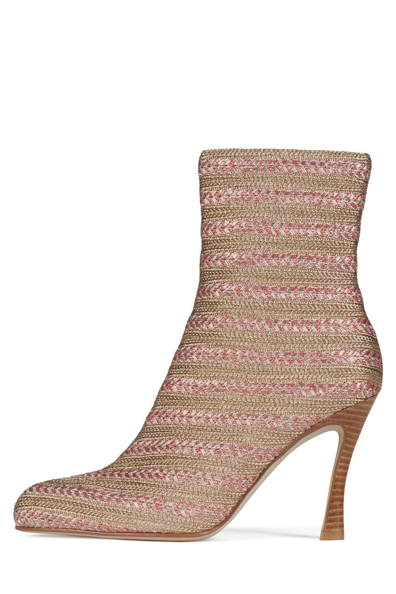 WEAVER Jeffrey Campbell Heeled Boot Rose Gold Brocade