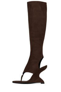 WHATS-UP Jeffrey Campbell Wedge Sandal Brown Suede