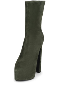 WOAH Platform Boot Dark Olive Suede _hover