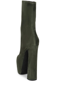 WOAH Platform Boot Dark Olive Suede 
