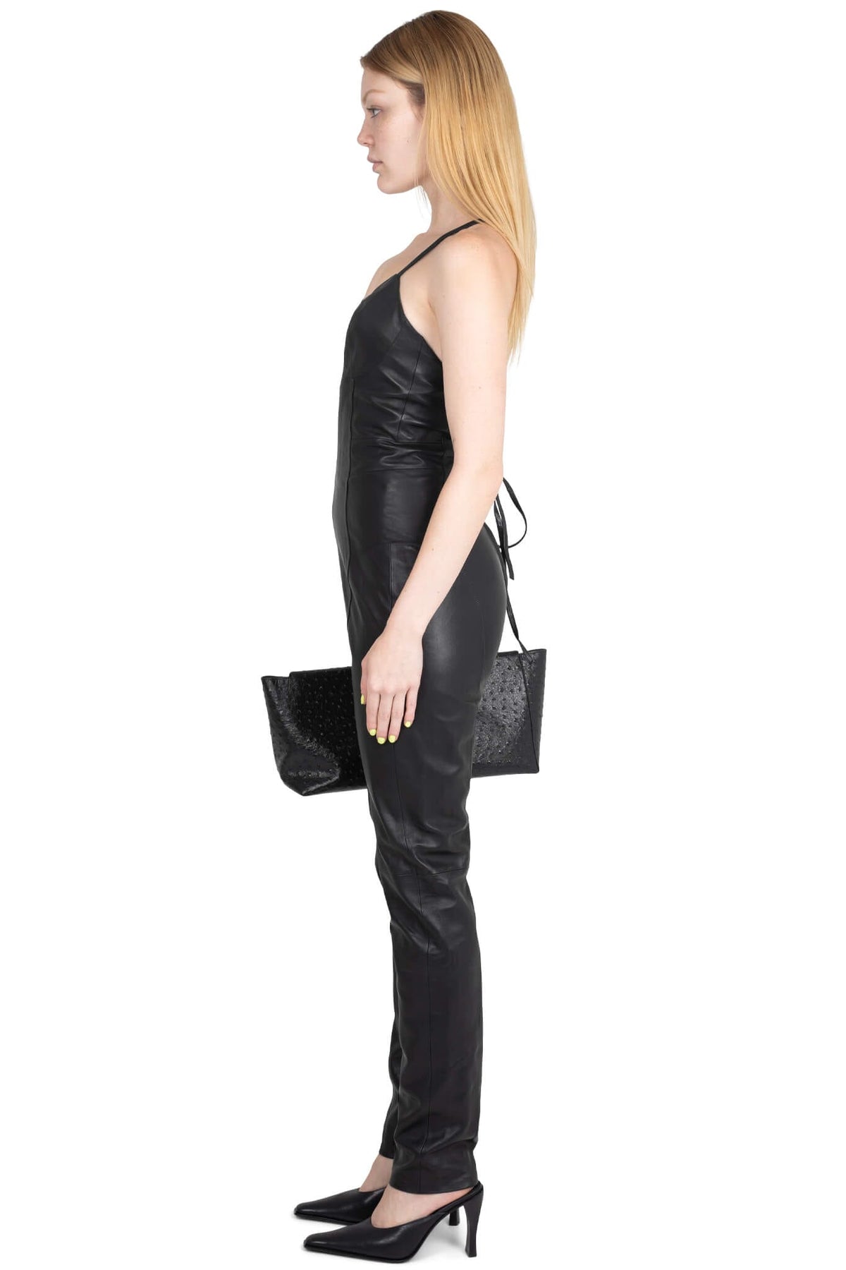 X-CHANGE JUMPSUIT Jeffrey Campbell Leather Jumpsuit Black