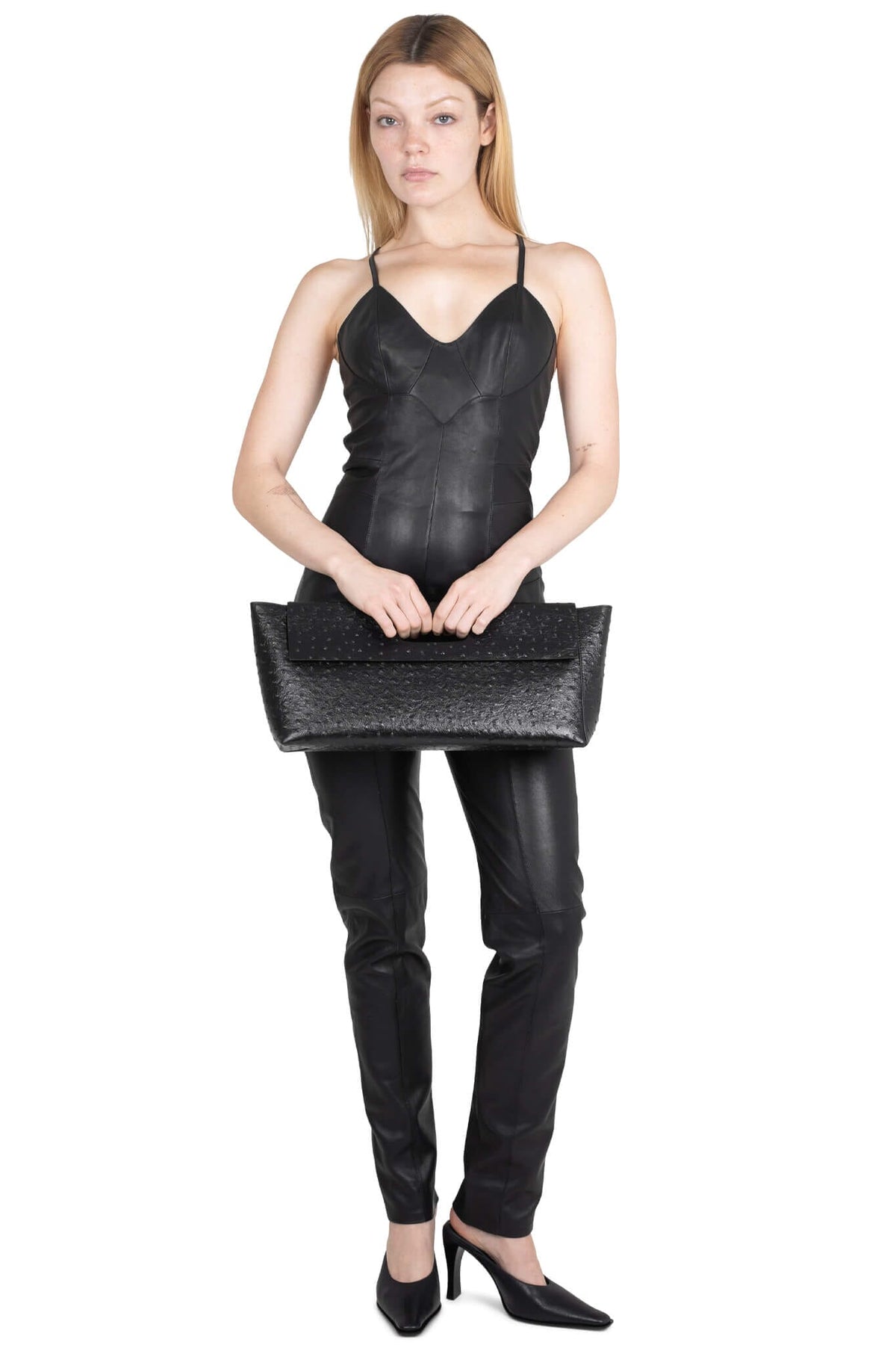 X-CHANGE JUMPSUIT Jeffrey Campbell Leather Jumpsuit Black