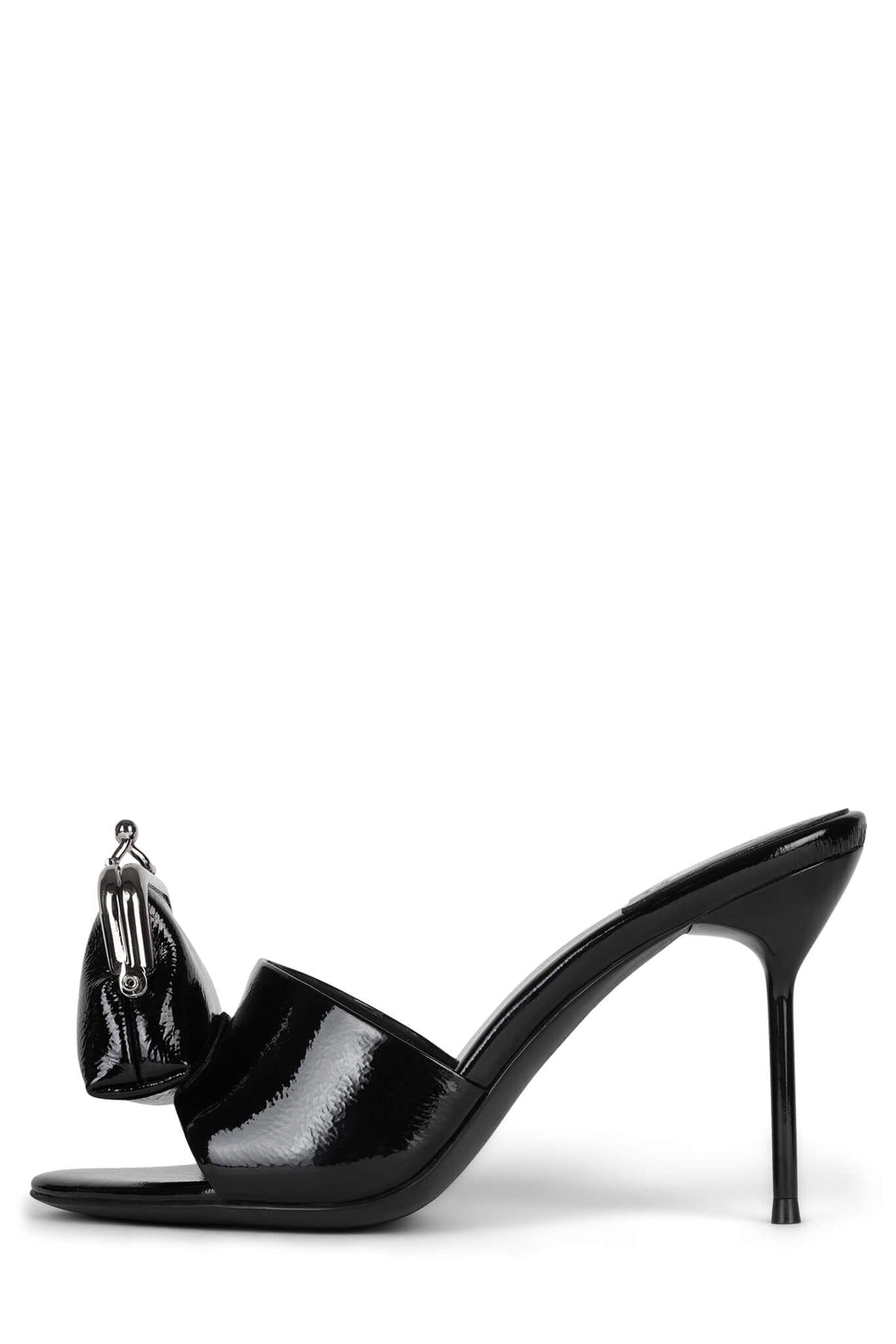 XTRA-COIN Jeffrey Campbell Heeled Sandal Black Crinkle Patent