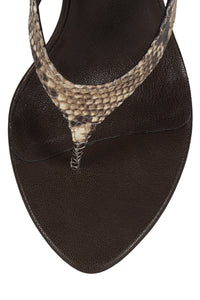 YSABELA Jeffrey Campbell Heeled Sandals Beige Python Combo