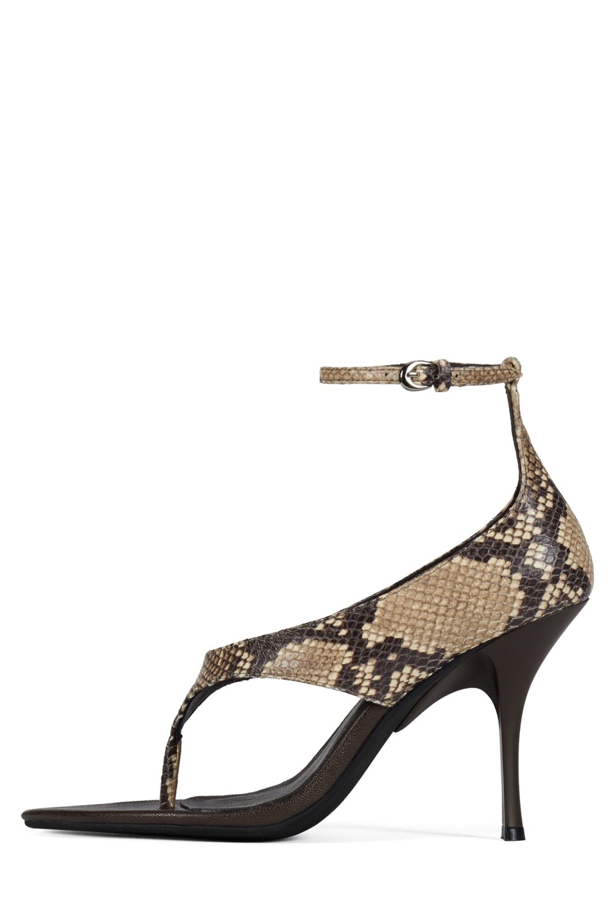 YSABELA Jeffrey Campbell Heeled Sandals Beige Python Combo