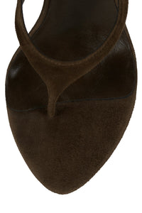 YSABELA Jeffrey Campbell Heeled Sandal Coffee Suede