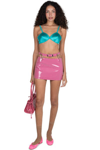 YVONNE Jeffrey Campbell Top Turquoise Satin