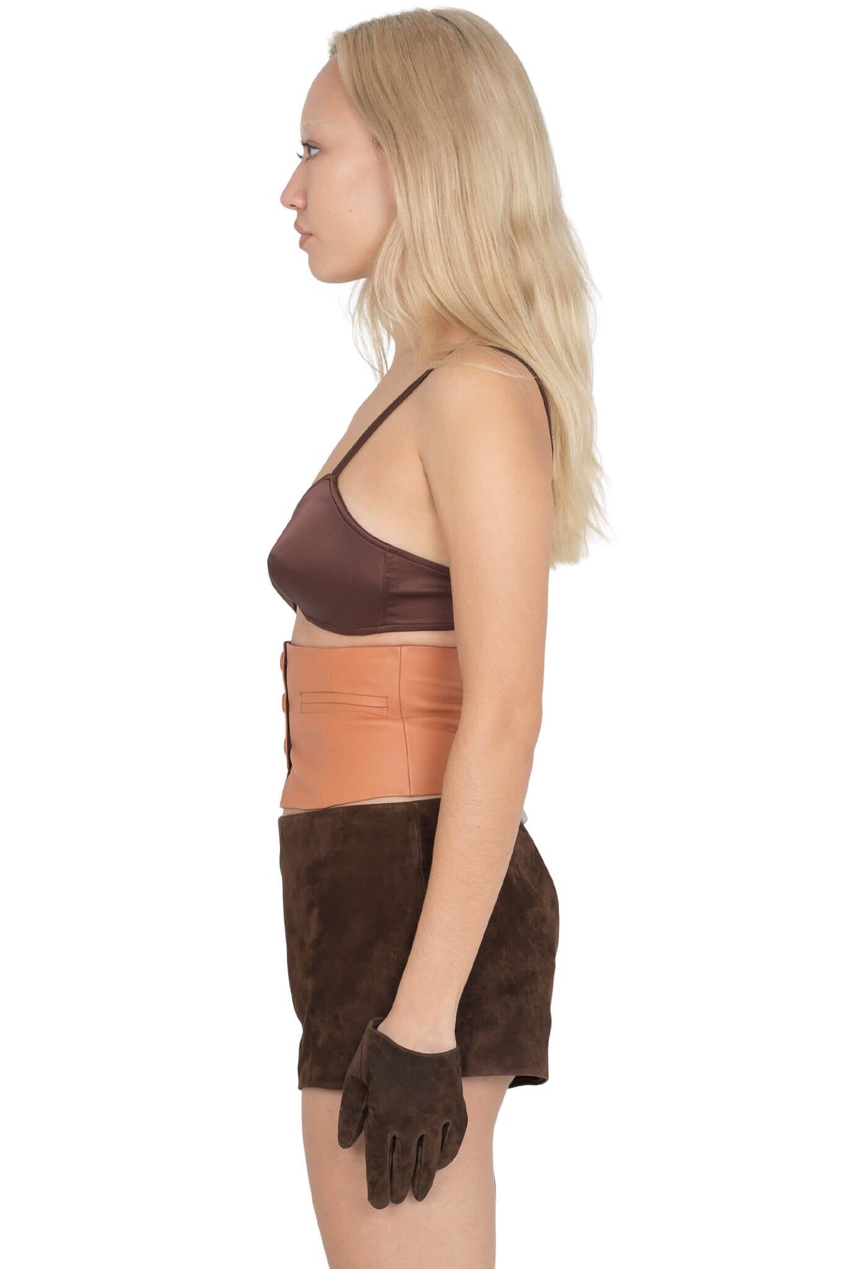 YVONNE Jeffrey Campbell Top Brown Satin