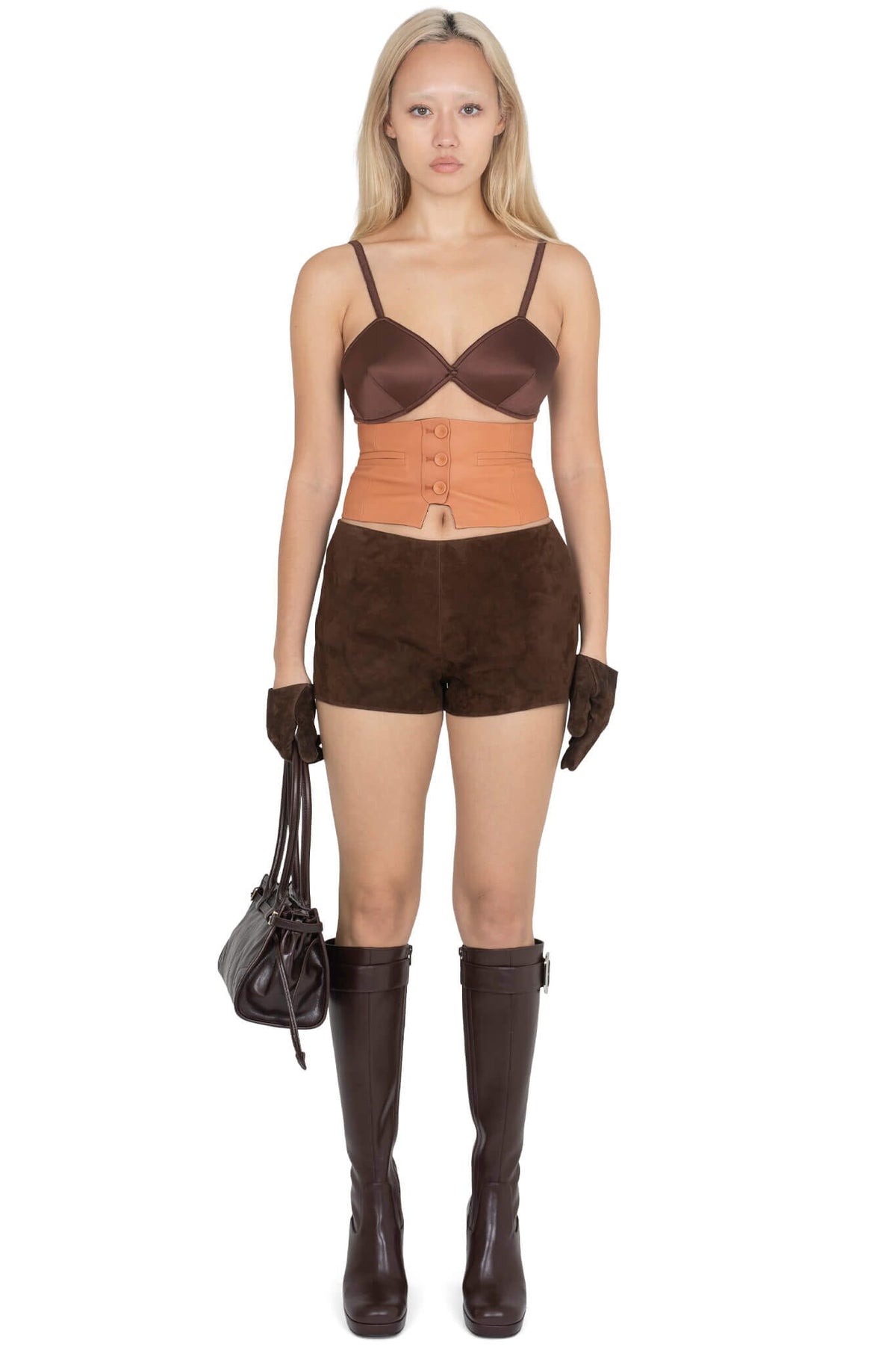 YVONNE Jeffrey Campbell Top Brown Satin