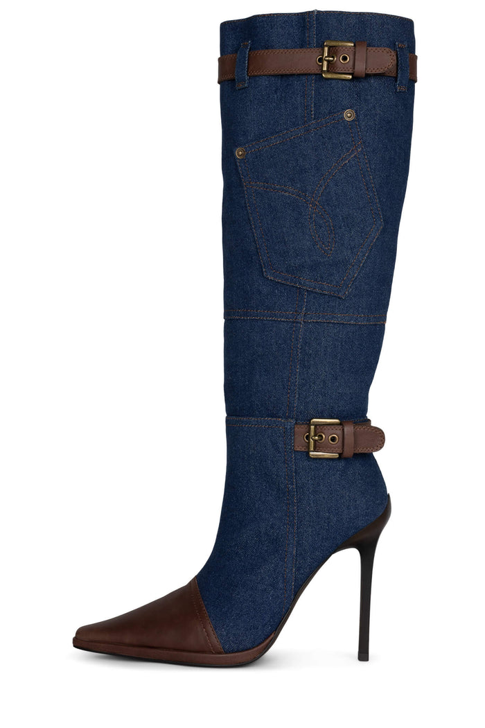 BLU-JEAN Jeffrey Campbell Blue Denim Brown 5 