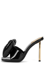 BOW-DOWN Heeled Sandal YYH Black Patent Gold 5 