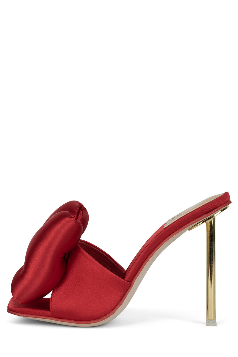 BOW-DOWN Heeled Sandal YYH Red Satin Gold 5 