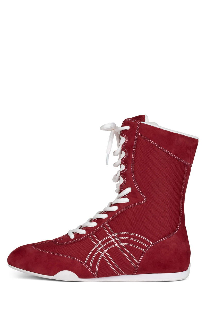 BOXING-LO (Pre-order) Mid-Calf Boot Jeffrey Campbell Red White Combo 6 