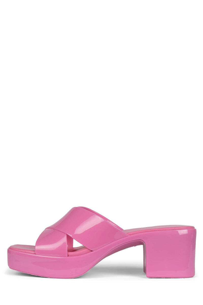 BUBBLEGUM Jeffrey Campbell Jelly Platform Sandals Bright Pink Shiny