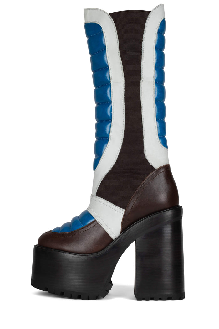 DIRT-BIKE Knee-High Boot Jeffrey Campbell Black Blue White 6 