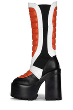 DIRT-BIKE Knee-High Boot Jeffrey Campbell Black Orange White 6 