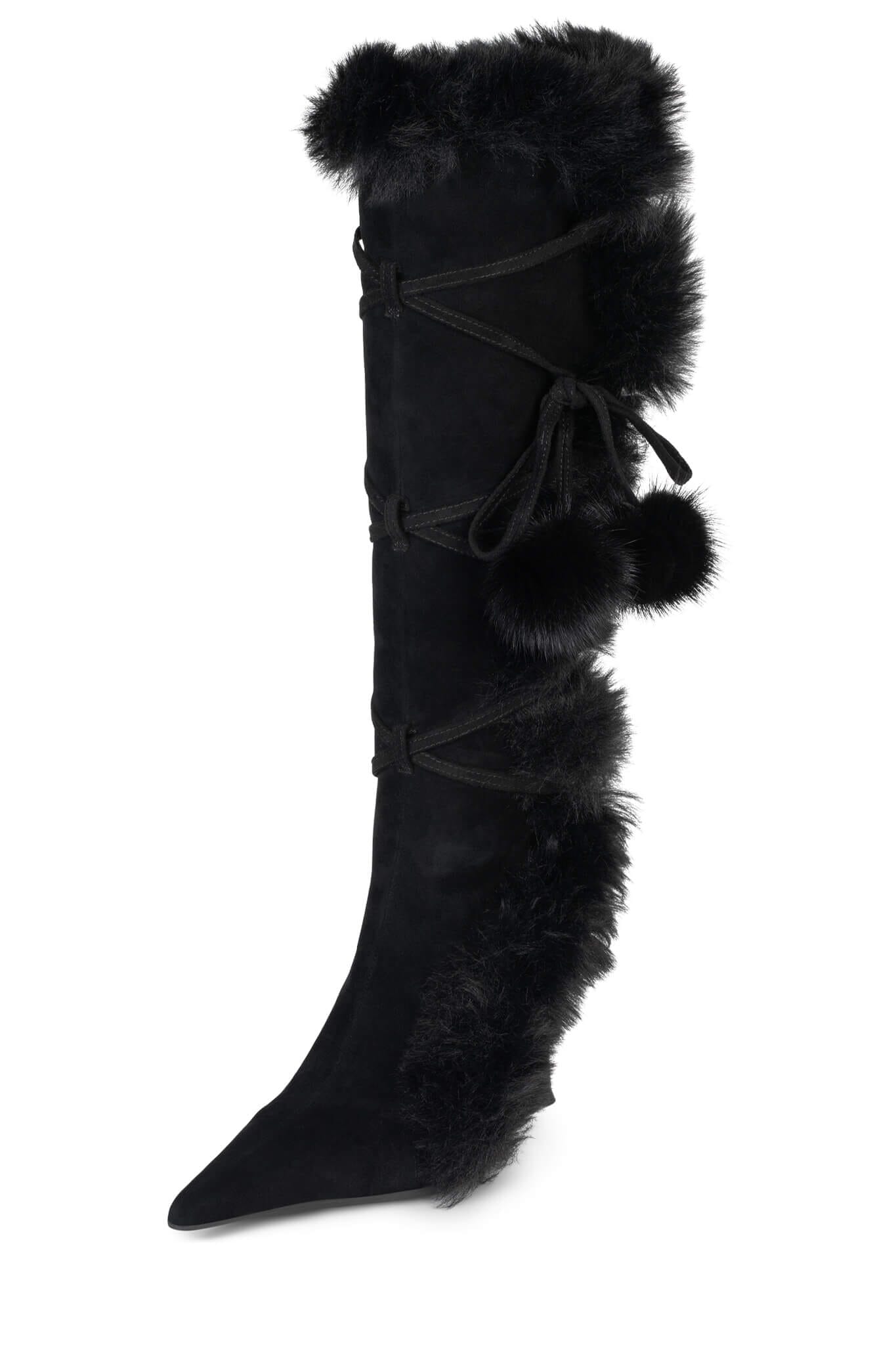 Jeffrey Campbell Fluffy yeti knee boot in black