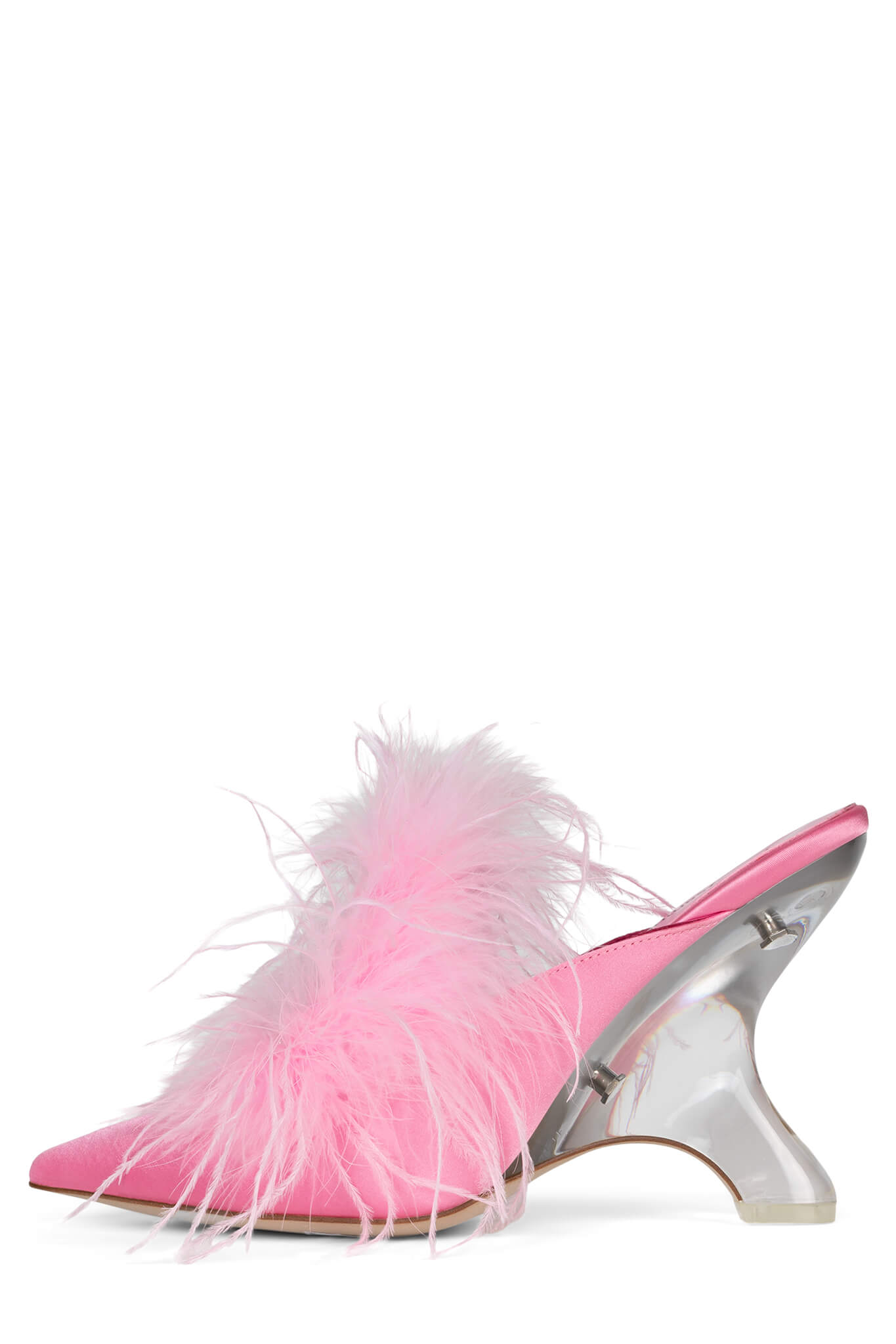 Public Desire Mimi Feather Block Heels In Blush Pink Faux Suede | Lyst