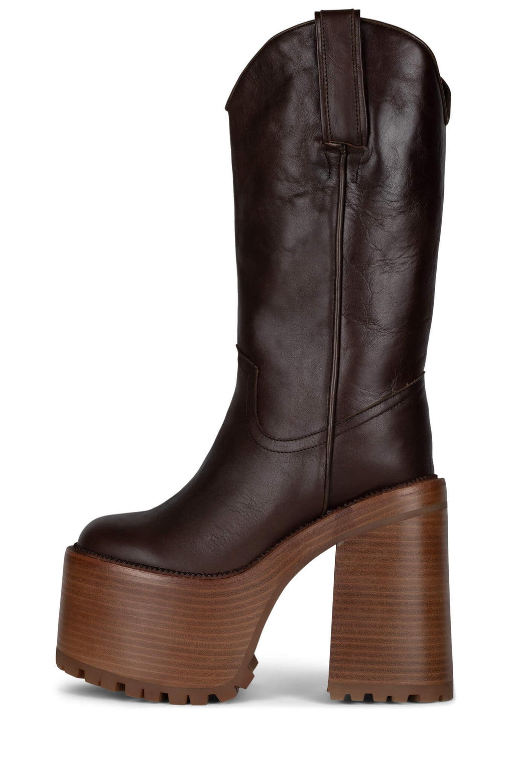 GRAVEYARD Knee-High Boot Jeffrey Campbell Coffee Natural Stack 6 